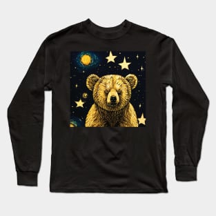 Story book bear with Stars at Night Long Sleeve T-Shirt